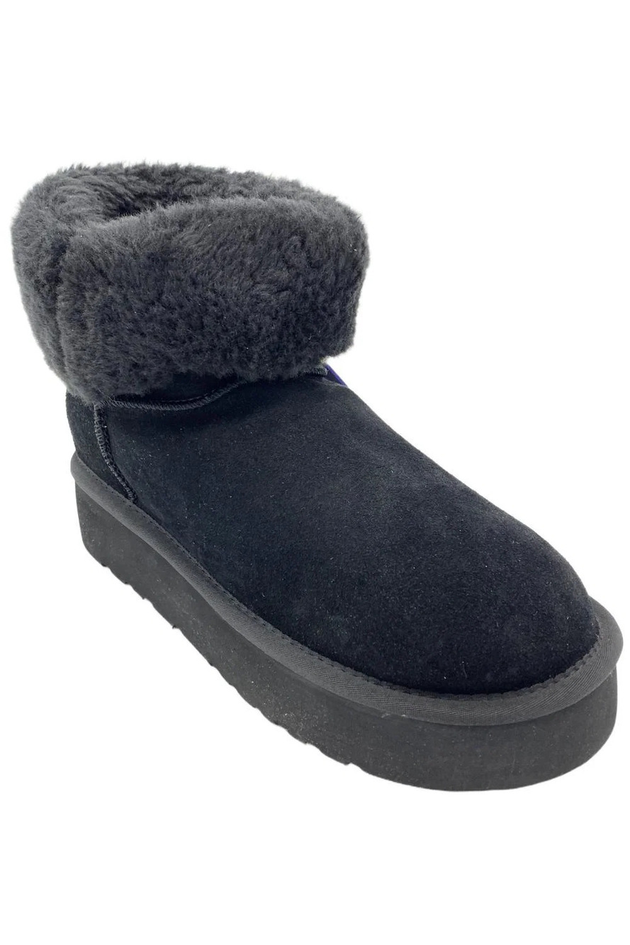 Lamo Women's Water Resistant Suede Platform Boots Margot Black - Medium